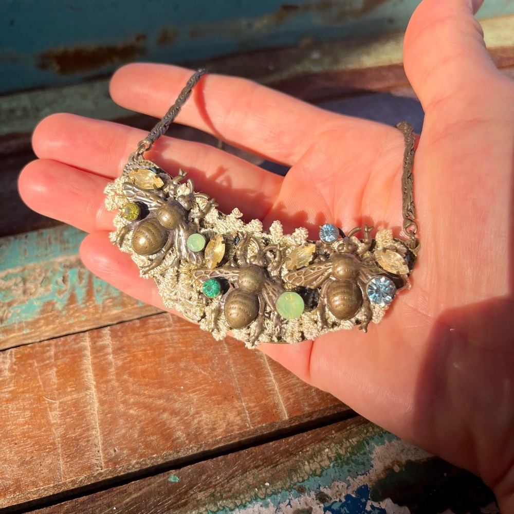 Anthropologie Elegant Gold and Silver Bee Necklace